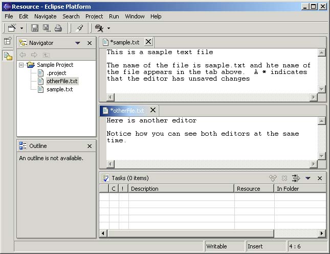 Eclipse Workbench, two editors