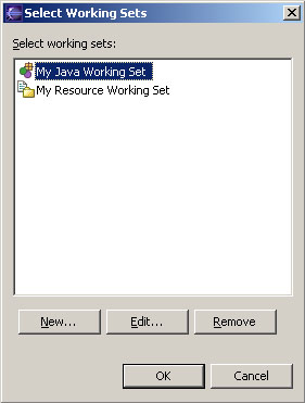 Picture of working set selection dialog