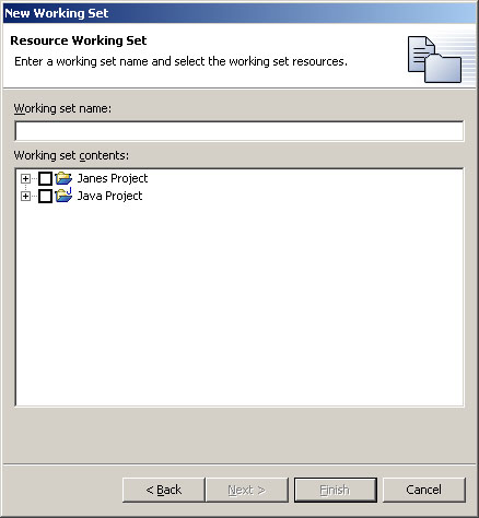 Picture of edit page of working set wizard