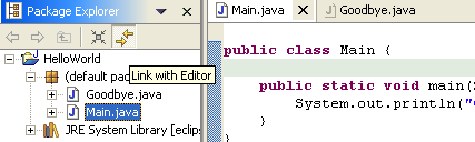 Package explorer linked with editor