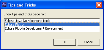 Tips and tricks selection dialog