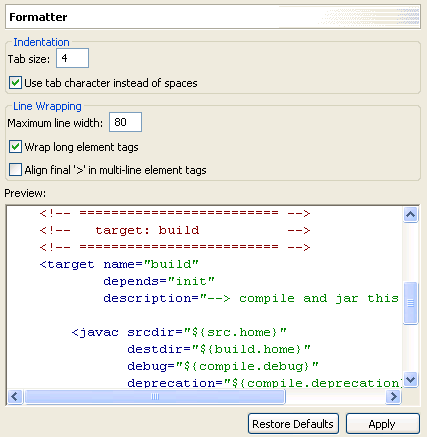 Picture of Preview Area in Ant Preferences