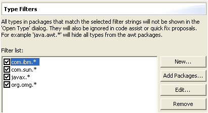 Type Filters preference page