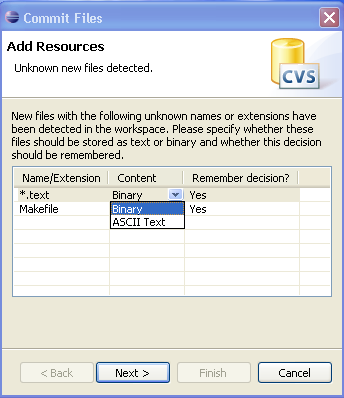 Screenshot of file type support