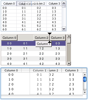 Screenshot of Table column being moved