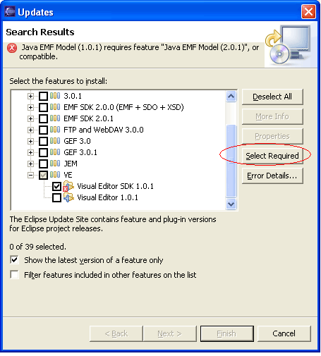 Screenshot of Select Required button