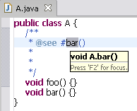 picture of Java editor with hover in Javadoc