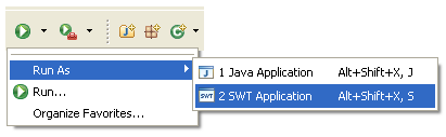 Screenshot of SWT application launching