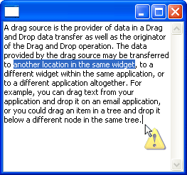 StyledText dragging selected text to show 'insert cursor' drag under effect