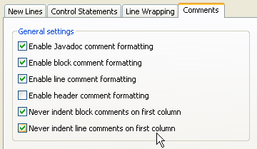 Screenshot showing the formatter preferences modify dialog