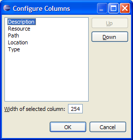 Dialog for configuring column widths