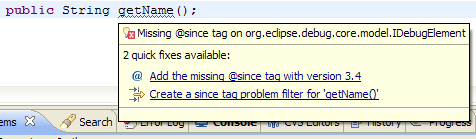 Problem and quick fix for a missing @since tag