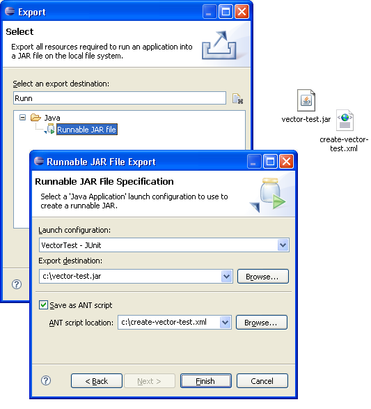 Picture showing the runnable JAR export wizard
