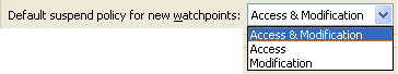 Suspend policy for watchpoints