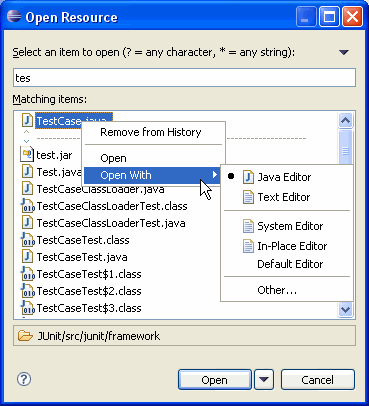 Open Resource dialog