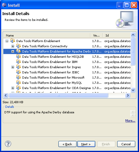 Install wizard with detail