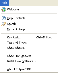 Software updates menu items in the Help menu