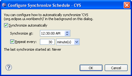 Synchronize schedule dialog
