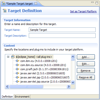 Target Definition Editor
