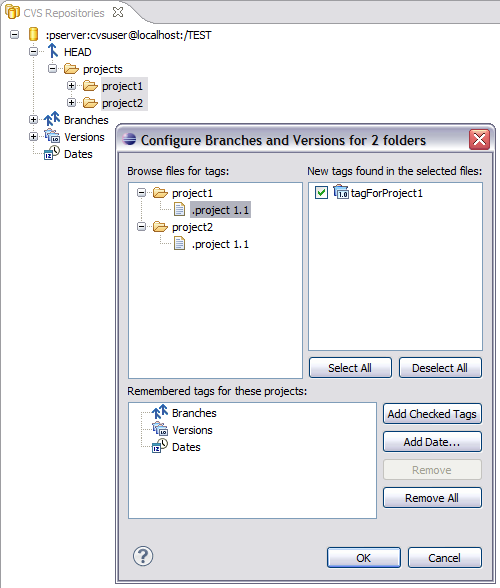 Configure Branches and Versions for multiple selection