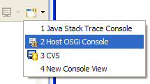 Open an OSGi console to interact with the running framework