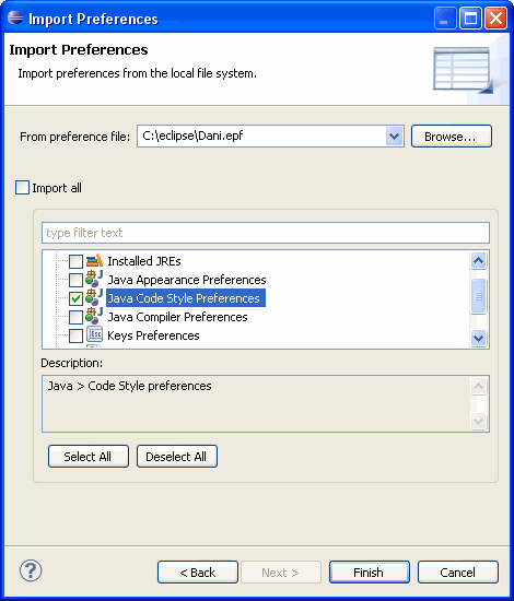Java code style preference transfers