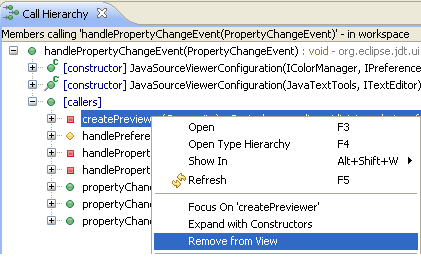 Remove from View action in Call Hierarchy