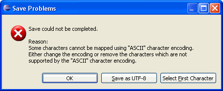 Save dialog in case of unmappable characters