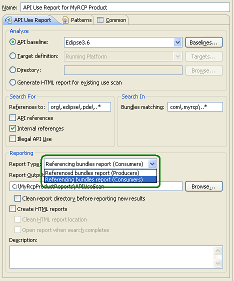 Consumer Report option in the use scan launch configuration