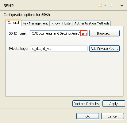 Default ssh home directory