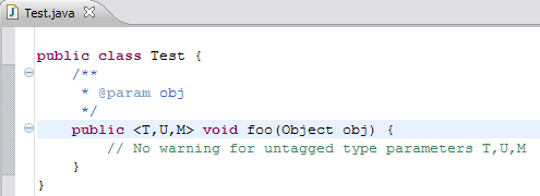 Example of Javadoc without @param tags for method type parameters