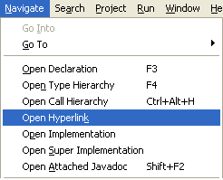 Open Hyperlink action in menu