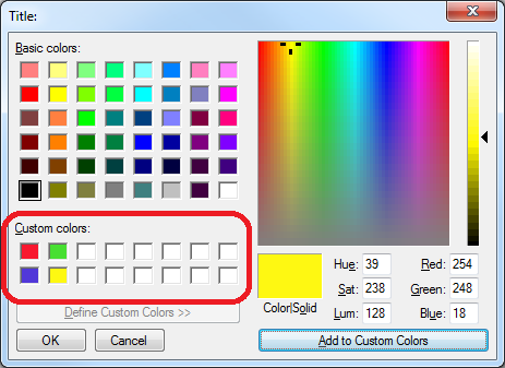 Custom Colors section of a win32 ColorDialog