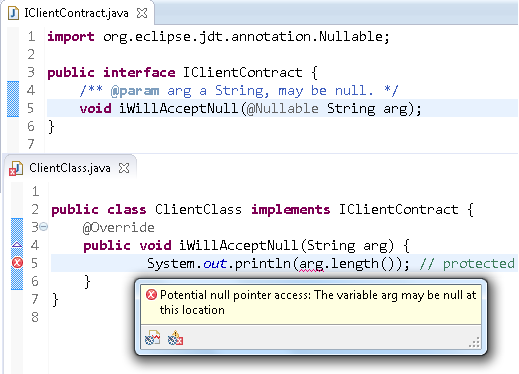 Negative example for inheritance of null annotations