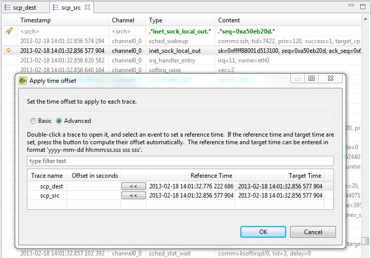 Apply Time Offset dialog - Set Target Time Apply Time Offset dialog - Set Target Time